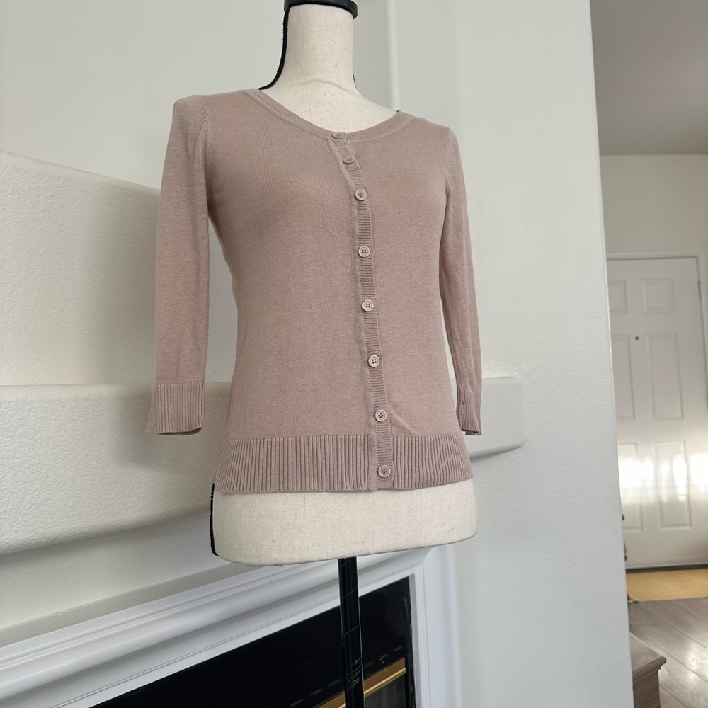 Forever 21 Light Brown Beige Three Quarter Sleeve Cardigan Size S
